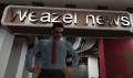 Sinclair standing inside Weazel News